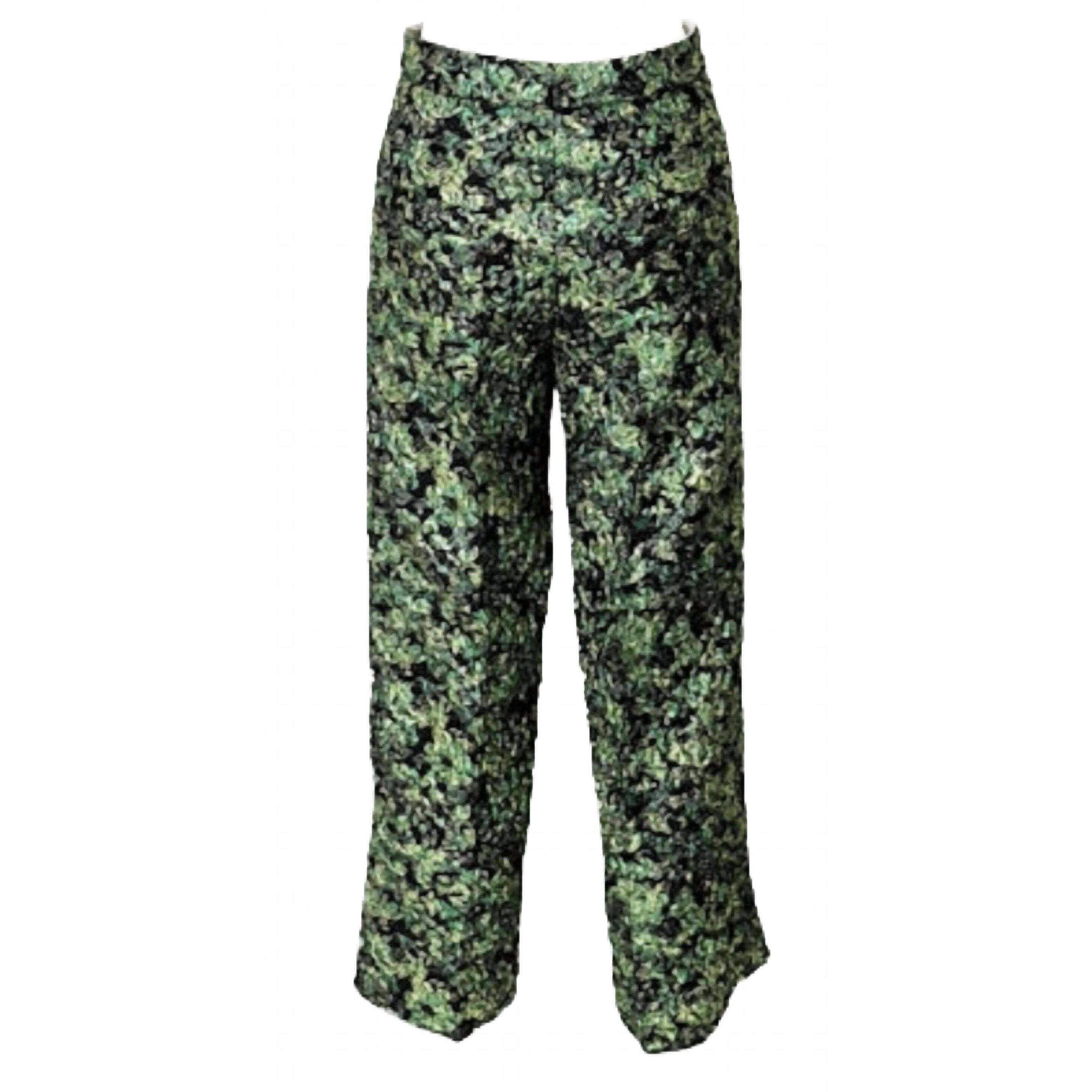 New Odeeh Women's Floral Straight-Legged Pants In Peacock Green